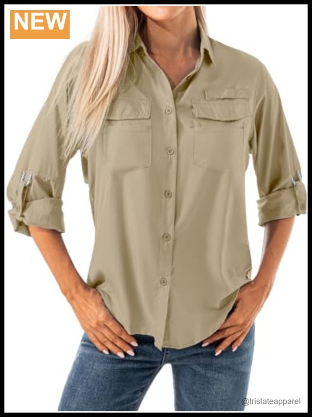 Women's Safari Shirts Long Sleeve UPF 40 Quick Dry Fishing Hiking Shirt